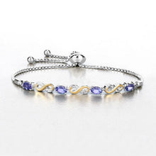 将图片加载到图库查看器,1.79 Carat Genuine Tanzanite and White Topaz .925 Sterling Silver Bracelet