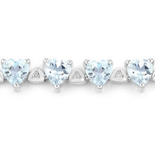 Load image into Gallery viewer, 7.71 Carat Genuine Aquamarine and White Diamond .925 Sterling Silver Bracelet