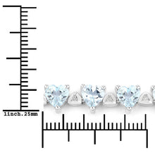 Load image into Gallery viewer, 7.71 Carat Genuine Aquamarine and White Diamond .925 Sterling Silver Bracelet