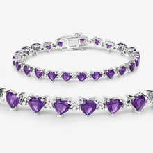Load image into Gallery viewer, 10.01 Carat Genuine Amethyst and White Diamond .925 Sterling Silver Bracelet