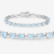 Load image into Gallery viewer, 11.62 Carat Genuine Blue Topaz and White Diamond .925 Sterling Silver Bracelet