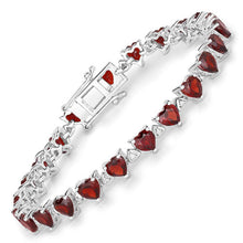 Load image into Gallery viewer, 11.62 Carat Genuine Garnet and White Diamond .925 Sterling Silver Bracelet