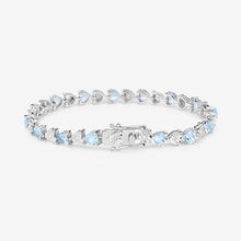 Load image into Gallery viewer, 7.64 Carat Genuine Blue Topaz and White Diamond .925 Sterling Silver Bracelet
