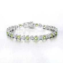 Load image into Gallery viewer, 6.74 Carat Genuine Peridot and White Diamond .925 Sterling Silver Bracelet
