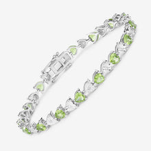 Load image into Gallery viewer, 6.74 Carat Genuine Peridot and White Diamond .925 Sterling Silver Bracelet