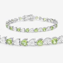 Load image into Gallery viewer, 6.74 Carat Genuine Peridot and White Diamond .925 Sterling Silver Bracelet