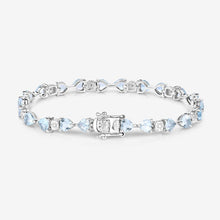 Load image into Gallery viewer, 7.36 Carat Genuine Aquamarine and White Diamond .925 Sterling Silver Bracelet