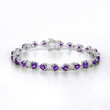 Load image into Gallery viewer, 9.56 Carat Genuine Amethyst and White Diamond .925 Sterling Silver Bracelet
