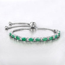 Load image into Gallery viewer, 4.98 Carat Genuine Emerald and White Topaz .925 Sterling Silver Bracelet