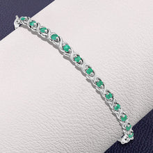 Load image into Gallery viewer, 0.72 Carat Genuine Emerald .925 Sterling Silver Bracelet