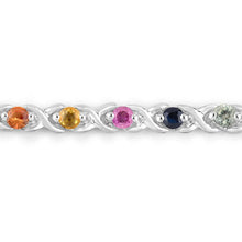 Load image into Gallery viewer, 0.88 Carat Genuine Multi Sapphire .925 Sterling Silver Bracelet