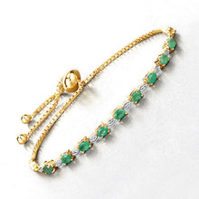 Load image into Gallery viewer, 1.29 Carat Genuine Emerald and White Diamond .925 Sterling Silver Bracelet