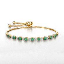 Load image into Gallery viewer, 1.29 Carat Genuine Emerald and White Diamond .925 Sterling Silver Bracelet