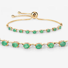 Load image into Gallery viewer, 1.29 Carat Genuine Emerald and White Diamond .925 Sterling Silver Bracelet