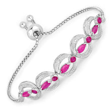 Load image into Gallery viewer, 1.65 Carat Genuine Ruby and White Diamond .925 Sterling Silver Bracelet