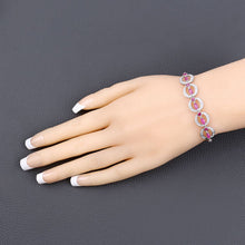 Load image into Gallery viewer, 1.65 Carat Genuine Ruby and White Diamond .925 Sterling Silver Bracelet