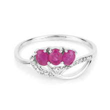 Load image into Gallery viewer, 0.71 Carat Genuine Ruby and White Diamond 14K White Gold Ring