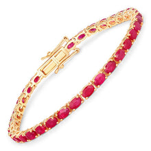 Load image into Gallery viewer, 9.18 Carat Genuine Ruby 10K Yellow Gold Bracelet