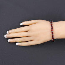 Load image into Gallery viewer, 27.60 Carat Genuine Garnet .925 Sterling Silver Bracelet