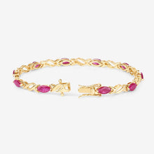 将图片加载到图库查看器,5.00 Carat Genuine Ruby 10K Yellow Gold Bracelet