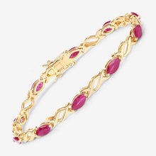 将图片加载到图库查看器,5.00 Carat Genuine Ruby 10K Yellow Gold Bracelet