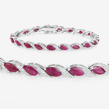 Load image into Gallery viewer, 7.78 Carat Genuine Ruby and White Diamond 10K White Gold Bracelet