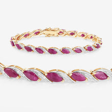 Load image into Gallery viewer, 7.78 Carat Genuine Ruby and White Diamond 10K Yellow Gold Bracelet