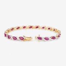 Load image into Gallery viewer, 7.78 Carat Genuine Ruby and White Diamond 10K Yellow Gold Bracelet