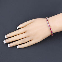 Load image into Gallery viewer, 7.78 Carat Genuine Ruby and White Diamond 10K Yellow Gold Bracelet