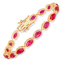 将图片加载到图库查看器,9.00 Carat Genuine Ruby 14K Yellow Gold Bracelet