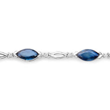 Load image into Gallery viewer, 5.58 Carat Genuine Blue Sapphire and White Diamond 14K White Gold Bracelet