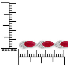 将图片加载到图库查看器,6.79 Carat Genuine Ruby and White Diamond 14K White Gold Bracelet