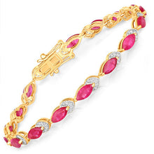 Load image into Gallery viewer, 6.79 Carat Genuine Ruby and White Diamond 14K Yellow Gold Bracelet