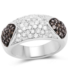 Load image into Gallery viewer, 0.94 Carat Genuine Champagne Diamond and White Diamond .925 Sterling Silver Ring