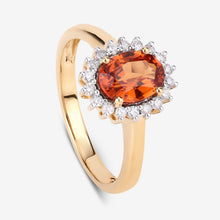 将图片加载到图库查看器,1.87 Carat Genuine Spessartite Garnet and White Diamond 14K Yellow Gold Ring