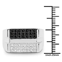 Load image into Gallery viewer, 0.64 Carat Genuine Black Diamond and White Diamond .925 Sterling Silver Ring