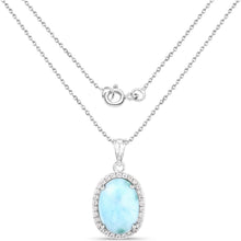 Load image into Gallery viewer, 13.55 Carat Genuine Larimar and White Topaz .925 Sterling Silver Pendant
