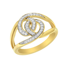 Load image into Gallery viewer, 14K Yellow Gold Plated .925 Sterling Silver 1/4 Cttw Diamond Interlocking Loop Open Shank Bypass Ring (I-J Color, I1-I2 Clarity) - Size 7