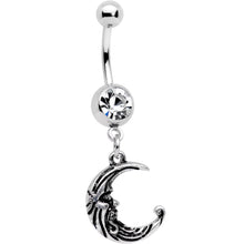Load image into Gallery viewer, Clear Gem Mrs Sun and Mr Moon Dangle Belly Ring Set of 2