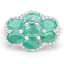 将图片加载到图库查看器,3.33 Carat Genuine Zambian Emerald and White Zircon .925 Sterling Silver Ring
