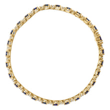Load image into Gallery viewer, 18K Yellow Gold 3/4 Cttw Diamond and 5 1/3 Cttw Oval Blue Sapphire Alternating Link Bracelet (G-H Color, VS1-VS2 Clarity) - 7.25" Inches