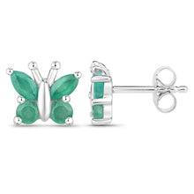 Load image into Gallery viewer, 0.88 Carat Genuine Emerald .925 Sterling Silver Earrings