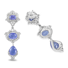 Load image into Gallery viewer, 7.73 Carat Genuine Tanzanite and White Topaz .925 Sterling Silver Earrings