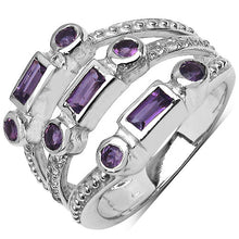Load image into Gallery viewer, 0.87 Carat Genuine Amethyst & White Topaz .925 Sterling Silver Ring