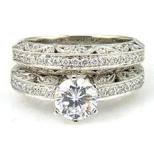 Load image into Gallery viewer, .54ct Antique Style Engagement Ring Set 18KT White Gold