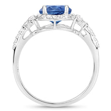 Load image into Gallery viewer, 1.34 Carat Genuine Blue Sapphire and White Diamond 14K White Gold Ring