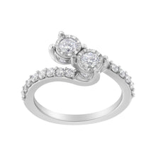 Load image into Gallery viewer, 10K White Gold Two-Stone Miracle-Set Diamond Bypass Ring (1 Cttw, H-I Color, I1-I2 Clarity) - Size 6
