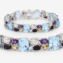 Load image into Gallery viewer, 51.36 Carat Genuine Multi Stones .925 Sterling Silver Bracelet