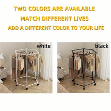 Load image into Gallery viewer, 360 Rotating Freestanding Clothing Rack, Hexagonal Carbon Steel Organizer with Wheels