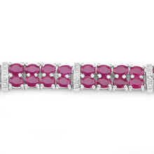 Load image into Gallery viewer, 17.65 Carat Glass Filled Ruby and White Topaz .925 Sterling Silver Bracelet